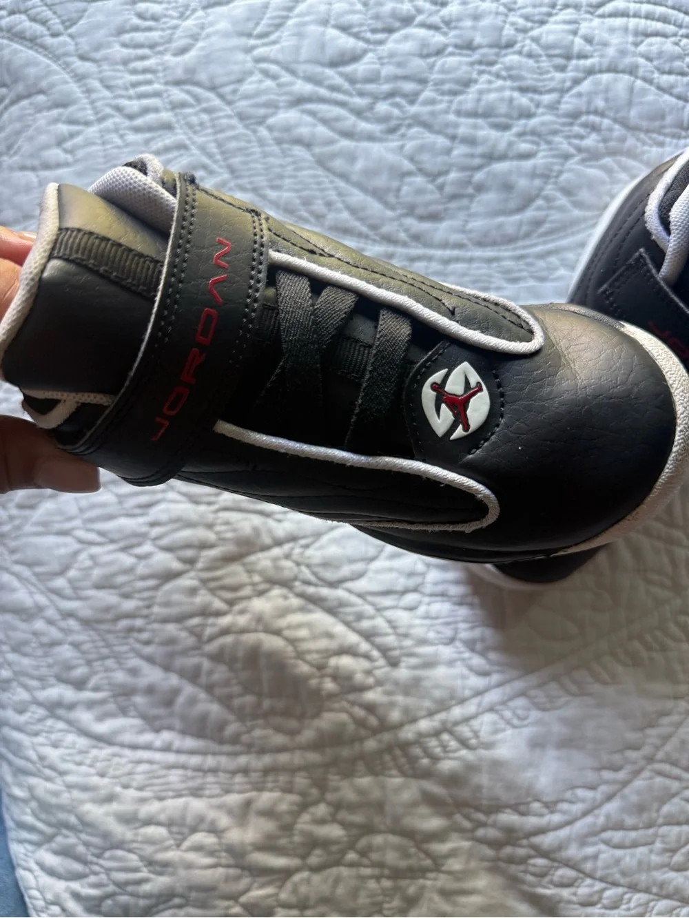 Jordan Kids Black and Red High-Top Sneakers